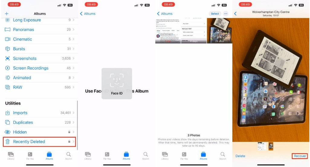 满城苹果14维修分享 iPhone14 上恢复已删除的照片 
