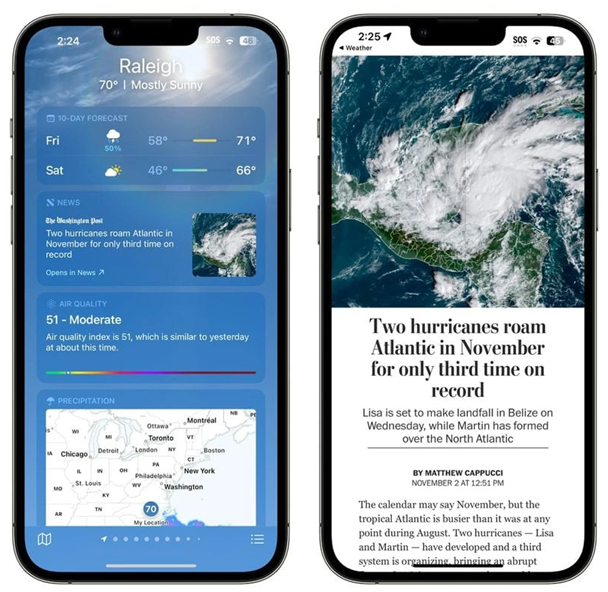满城苹果14维修分享iPhone 14手机如何看天气时顺带看新闻 